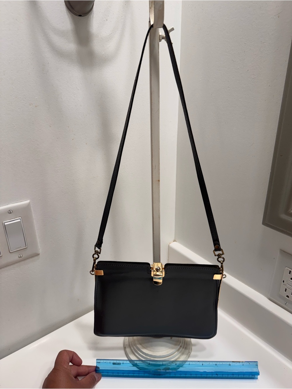 Vintage dark grey shoulder/clutch with Gold Hardware
